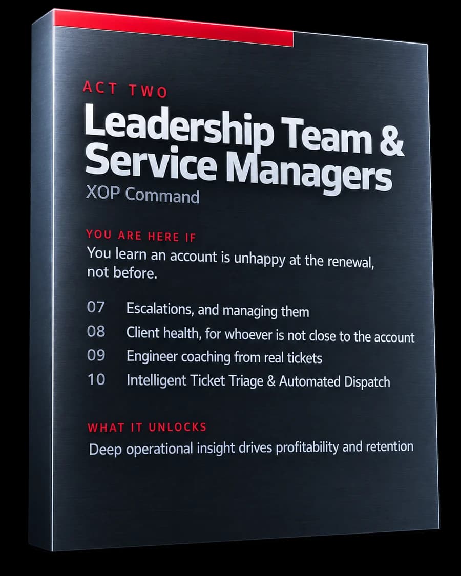 Act two, your leadership team and service managers. XOP Command.